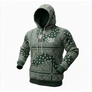 Crooks & Castles Paisley AOP Hoodie Men's XL Green Core Logo Streetwear NEW